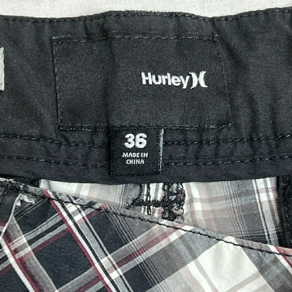 Hurley gray and purple plaid shorts size 36
